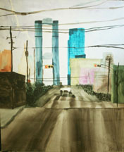 Downtown Dallas watercolor mounted